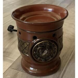 Scentsy Full Size Brown Oil/Wax Warmer Aia Retired Farmhouse Country Rooster